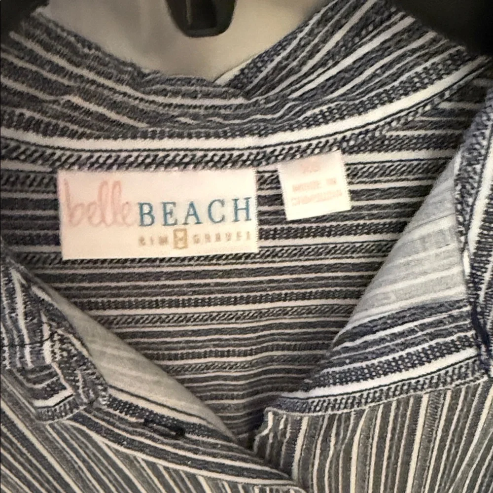 Belle by Kim Gravel Striped Button-Up Top - Navy and White - Picture 3 of 4